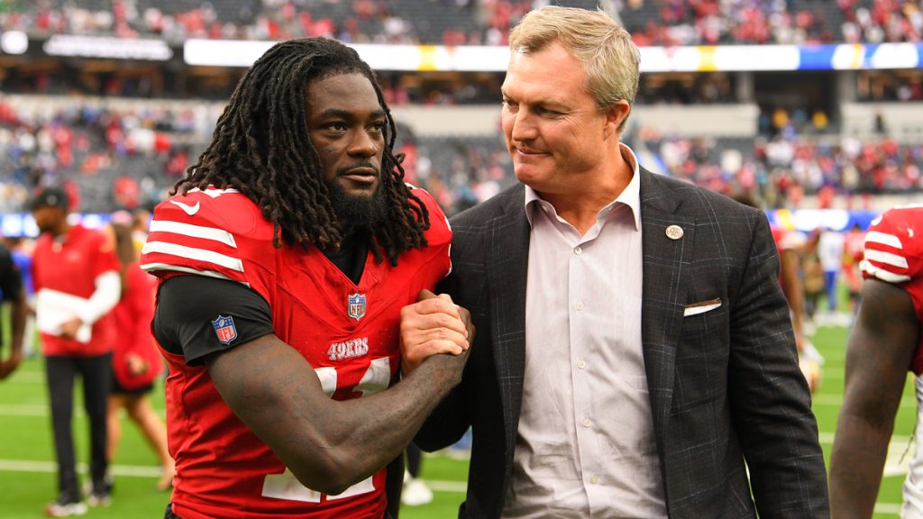 Why Brandon Aiyuk trade request could stray from 49ers’ recent history – NBC Sports Bay Area & California Brandon Aiyuk John Lynch Getty.jpg