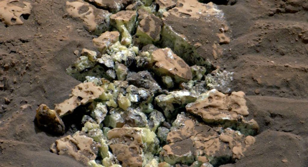 Curiosity Photo Of Rocks Made Of Yellow Sulfur Crystals On Mars Nasa.jpg