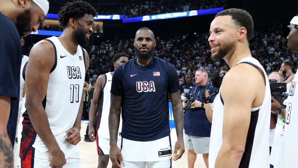 Gold awaits Team USA if Steve Kerr sticks with lineup that’s working – NBC Sports Bay Area & California Embiid Lebron Steph Getty.jpg